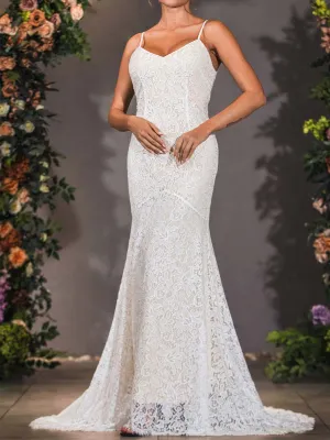 2025 Mermaid Slip Wedding Dress With Lace Overlay