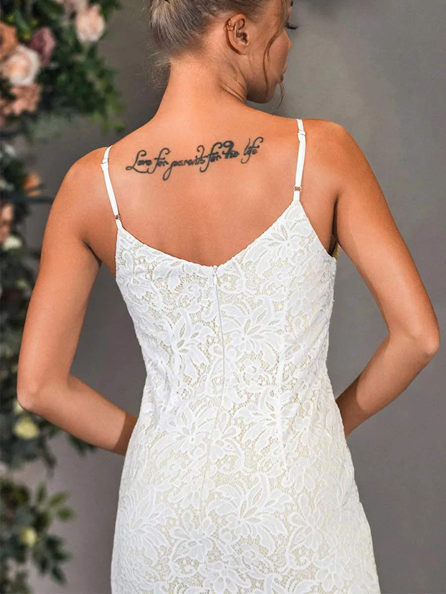 2025 Mermaid Slip Wedding Dress With Lace Overlay