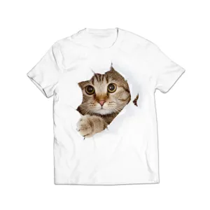 3D Cat Printed Graphic T-Shirt