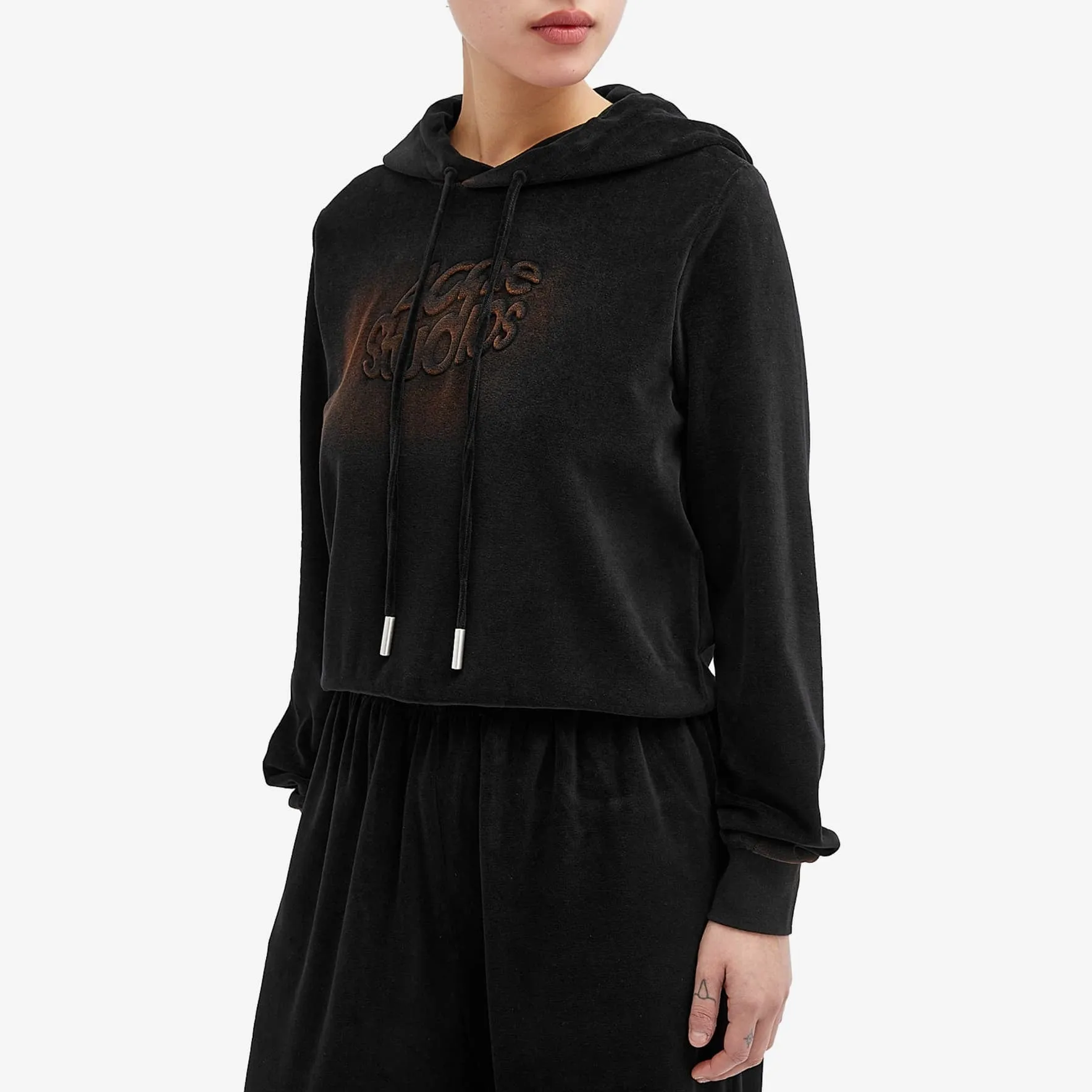 Acne Studios Velor Logo Hoodie, black
