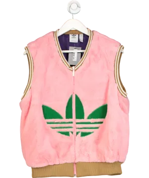adidas Pink Heritage Adicolor Faux Fur Waistcoat UK M