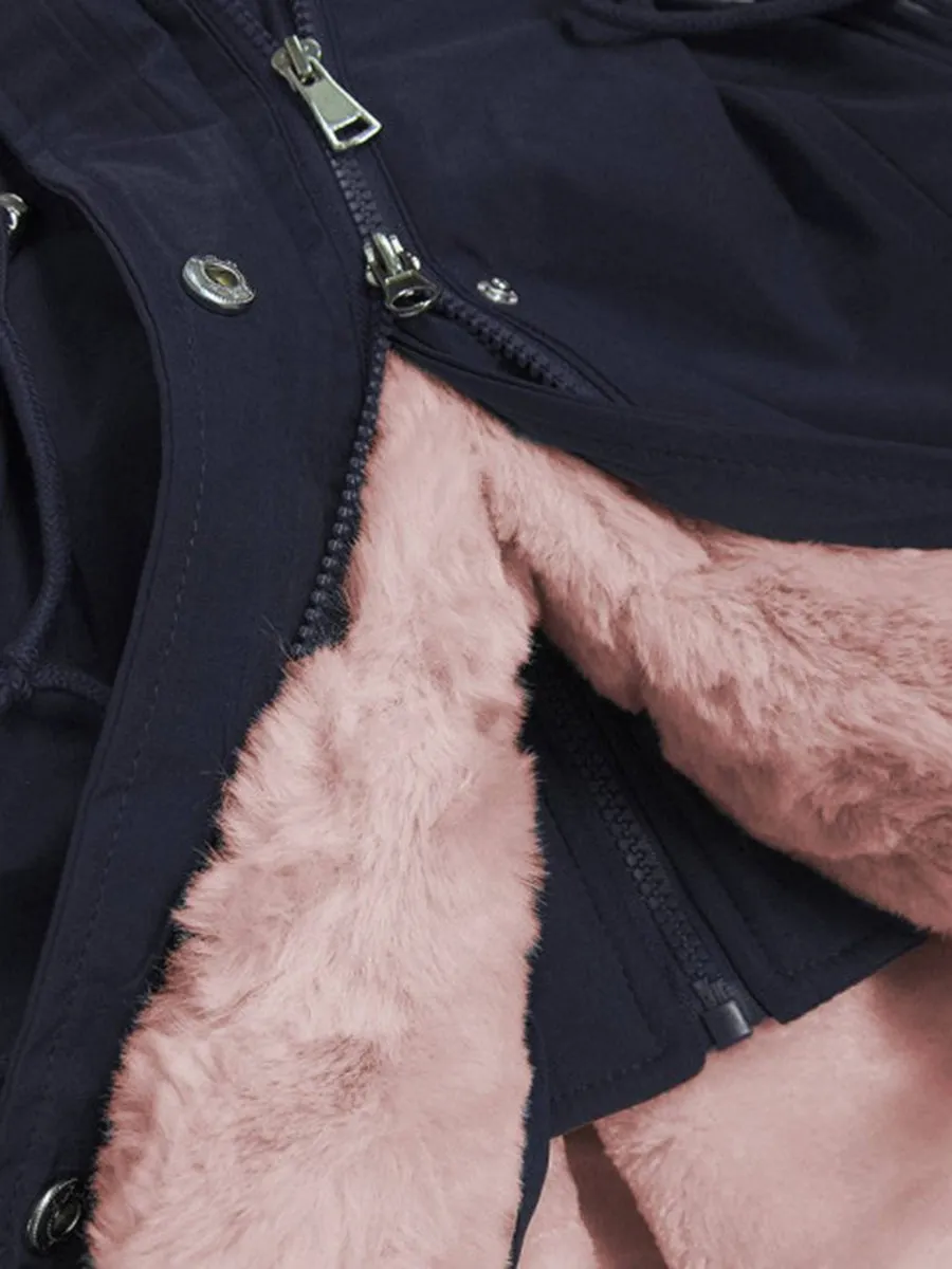 Autumn Winter Plus Velvet Warm Hooded Coat