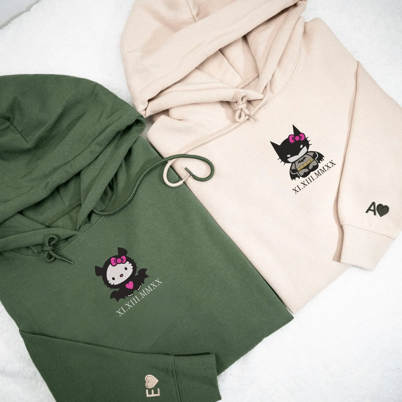 Bat-Themed Cartoon Couple Hoodies – Custom Cute Superhero Sweatshirts for Couples