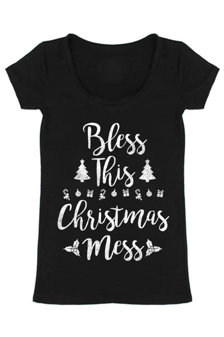 Bless This Christmas Mess Christmas Holiday Graphic T-Shirt