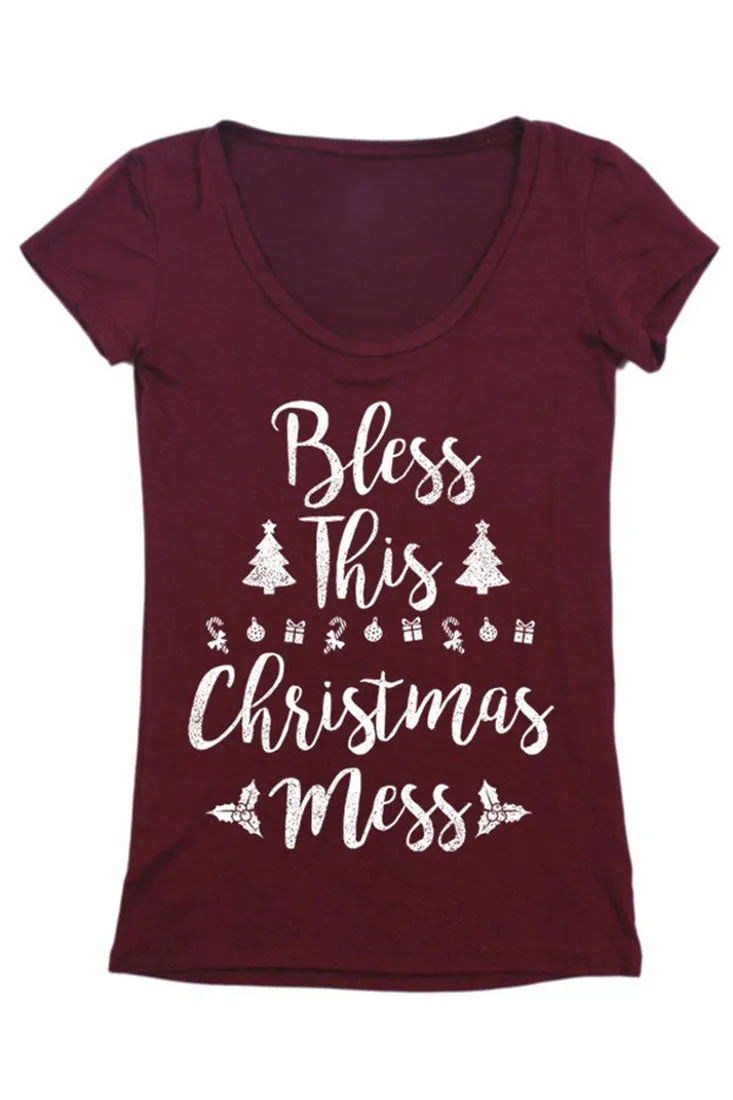 Bless This Christmas Mess Christmas Holiday Graphic T-Shirt