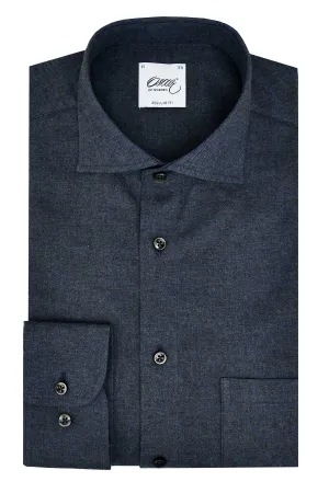 Dark blue regular fit flannel shirt