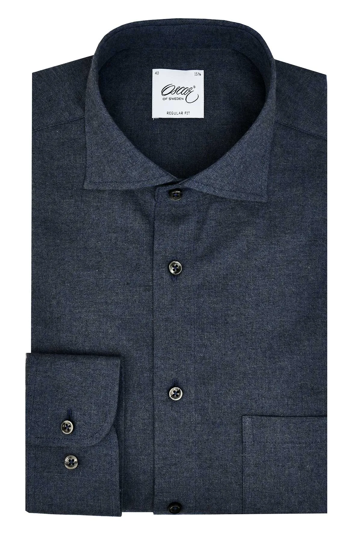 Dark blue regular fit flannel shirt