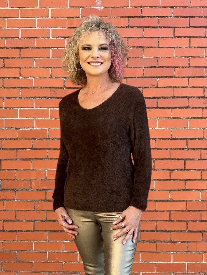 *FINAL SALE* Super Soft V Neck Fuzzy Pullover Sweater - Multiple Colors