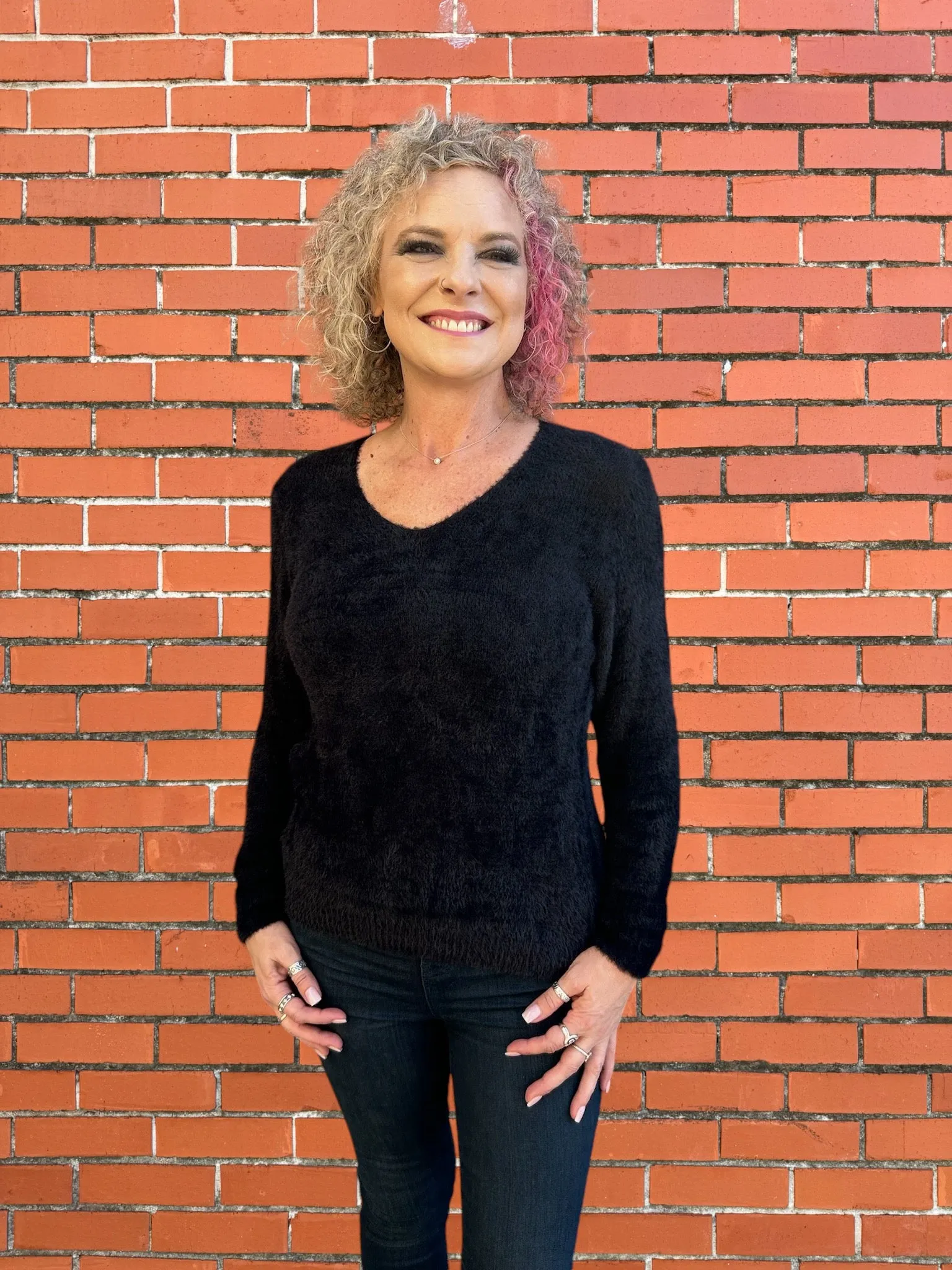 *FINAL SALE* Super Soft V Neck Fuzzy Pullover Sweater - Multiple Colors