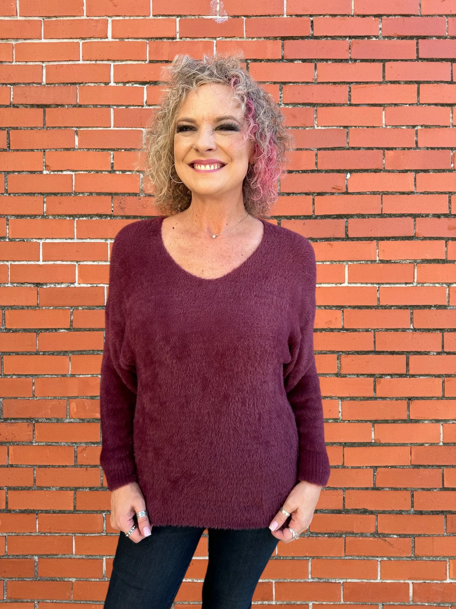 *FINAL SALE* Super Soft V Neck Fuzzy Pullover Sweater - Multiple Colors