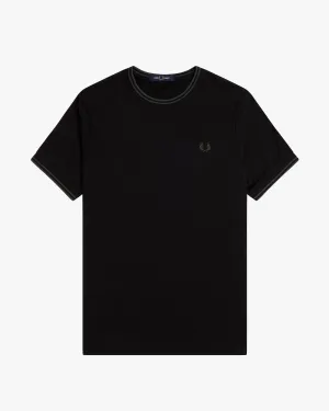 Fred Perry Twin Tipped T Shirt - Black / Court Green