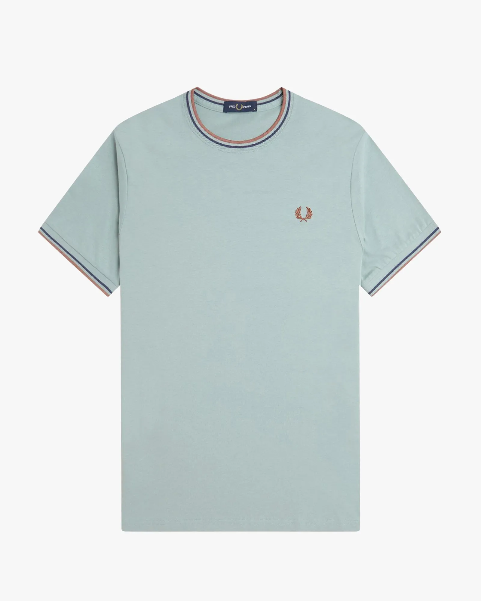 Fred Perry Twin Tipped T Shirt - Silver Blue / Tennis Blue / Cinnamon