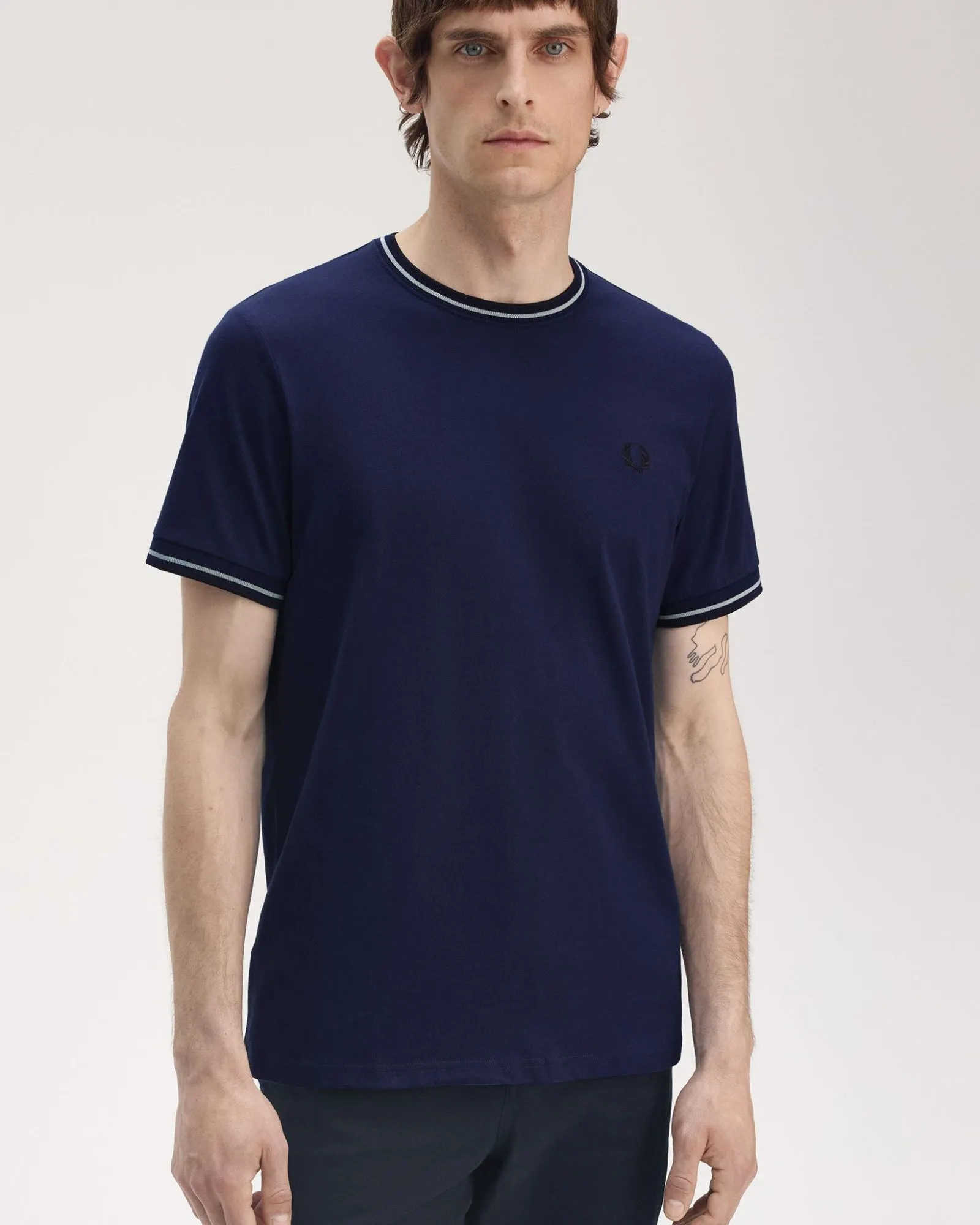 Fred Perry Twin Tipped T Shirt - Tennis Blue / Silver Blue / Navy