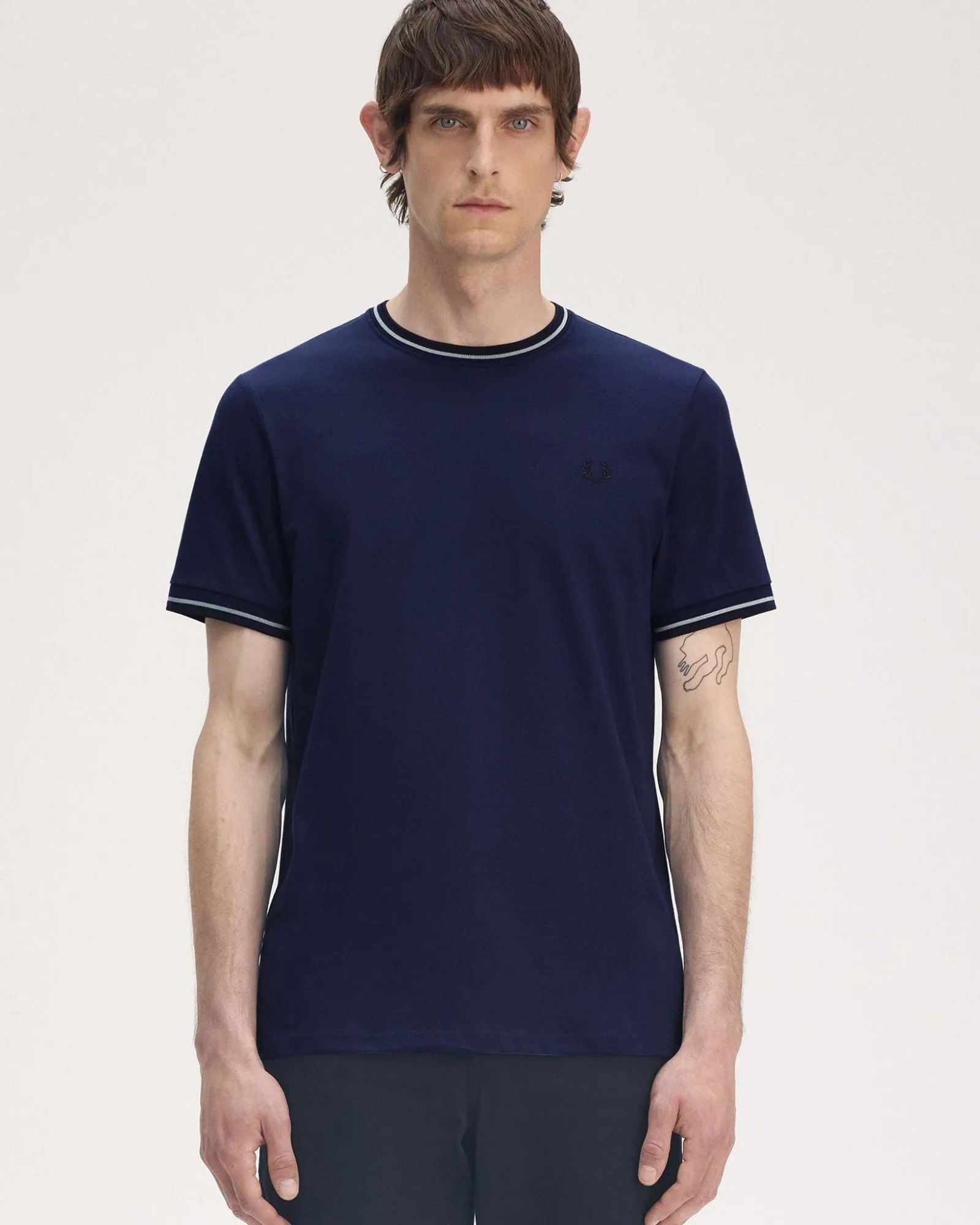 Fred Perry Twin Tipped T Shirt - Tennis Blue / Silver Blue / Navy