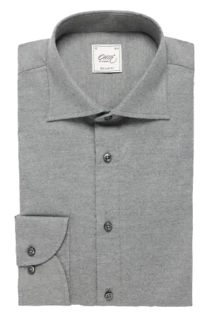 Grey cotton cashmere flannel regular fit shirt