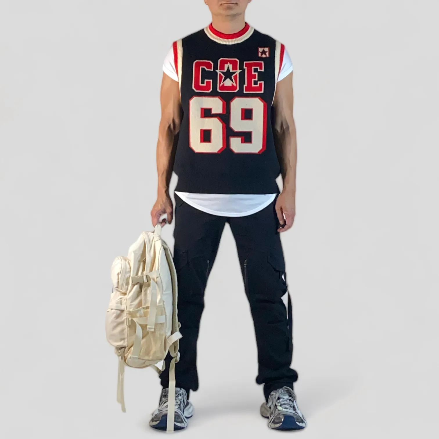 Heavy weight plush yarn jacquard vest - final sale