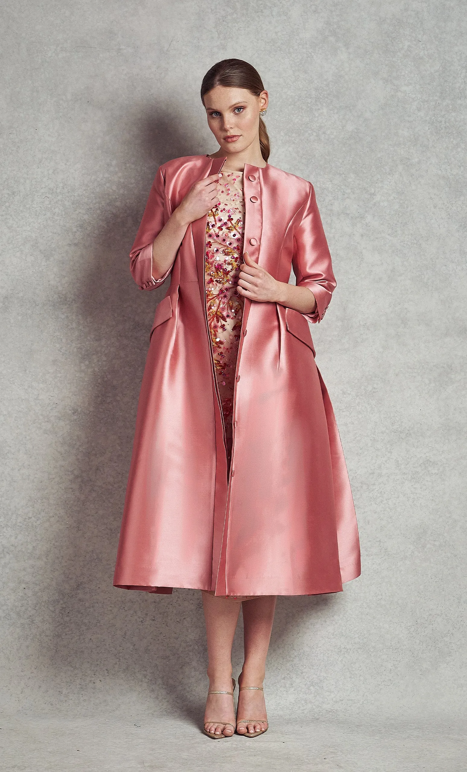 Jackie O Dress Coat - Rose Pink