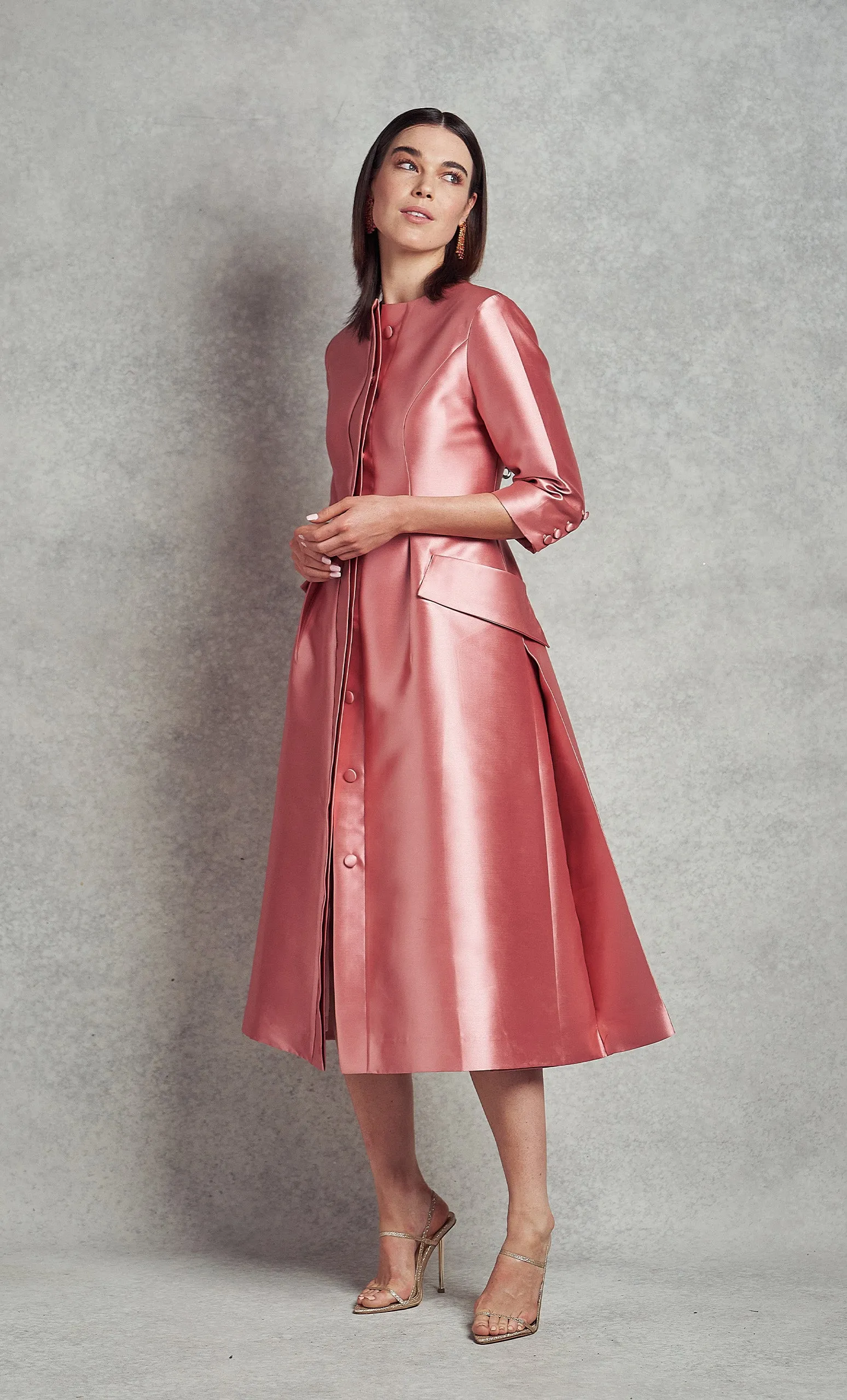 Jackie O Dress Coat - Rose Pink