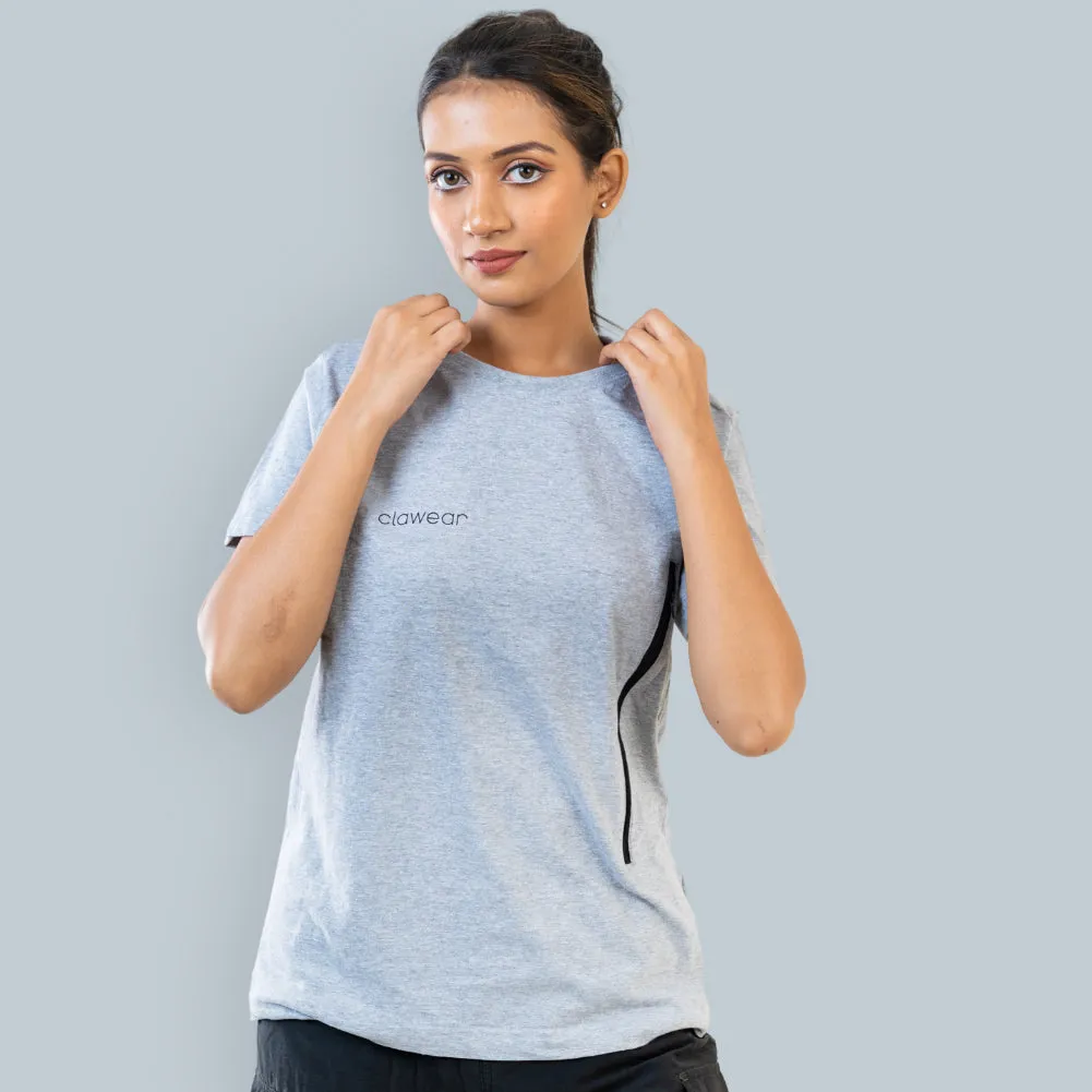 Jhalana Unisex Round Neck T-Shirt with Zip