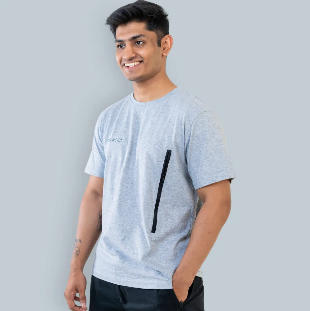 Jhalana Unisex Round Neck T-Shirt with Zip
