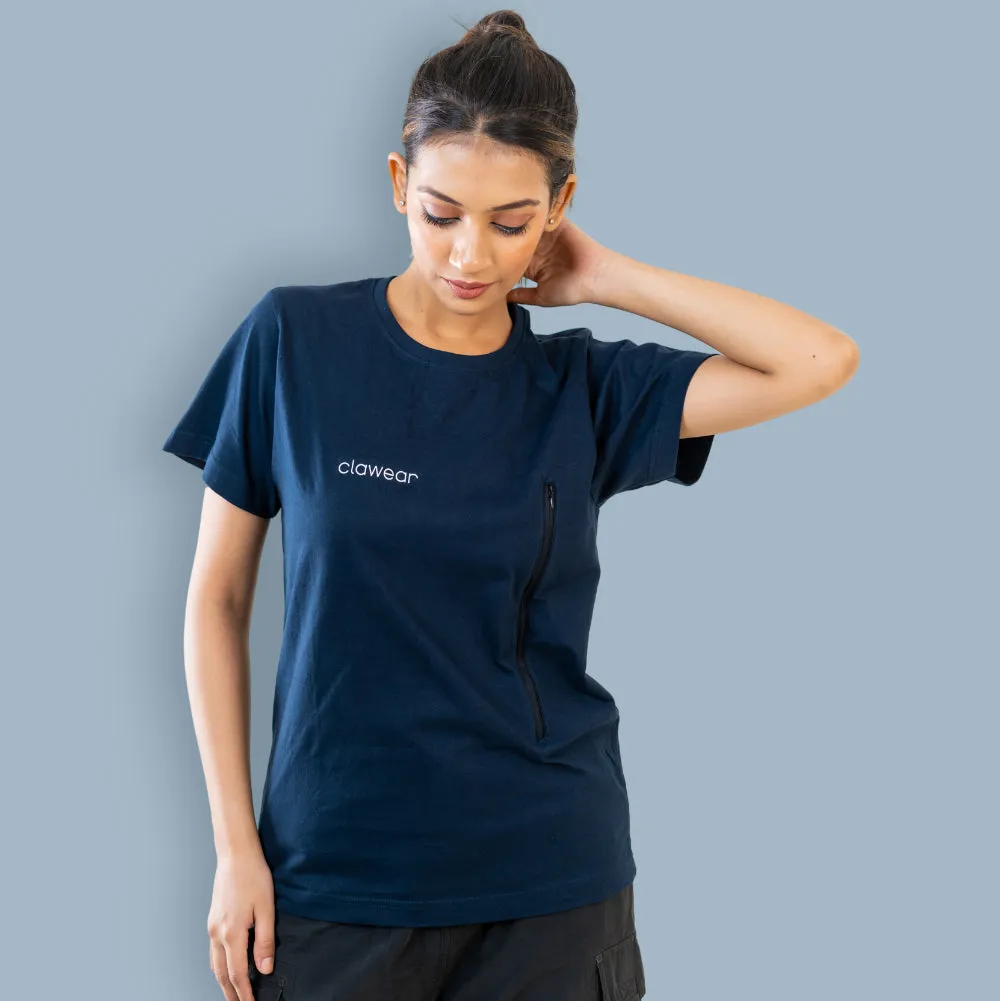 Jhalana Unisex Round Neck T-Shirt with Zip