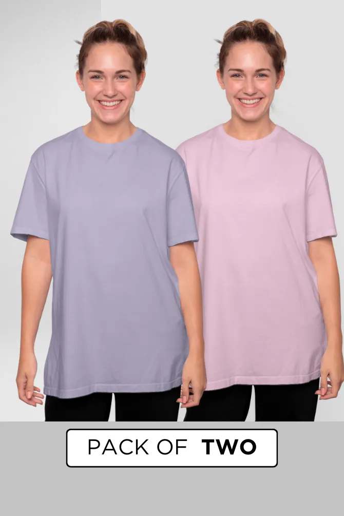 Lavender and Light Pink Oversized T-Shirts Combo for Women