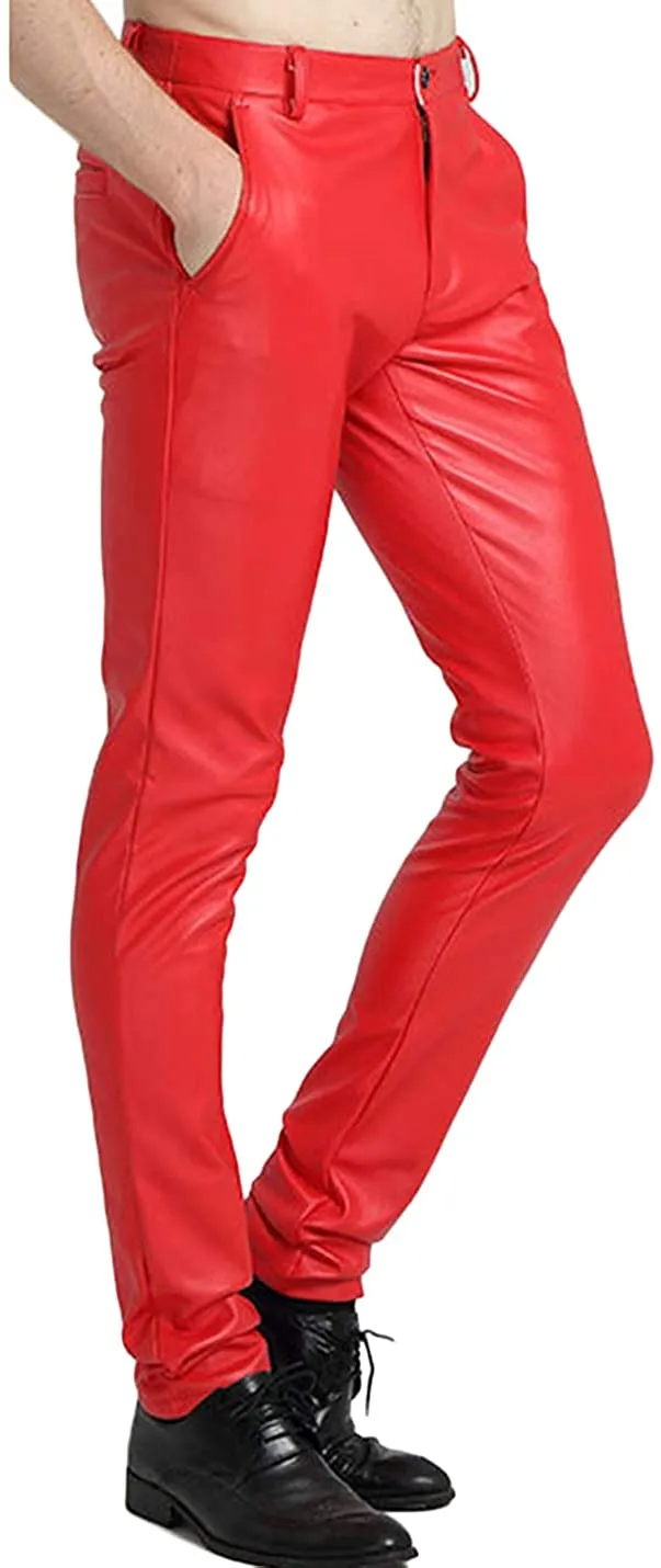 Men's Black Faux Leather Skinny Pants