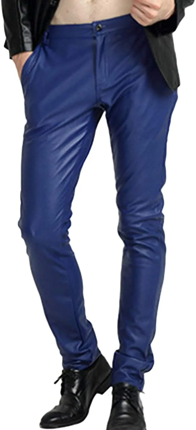 Men's Black Faux Leather Skinny Pants