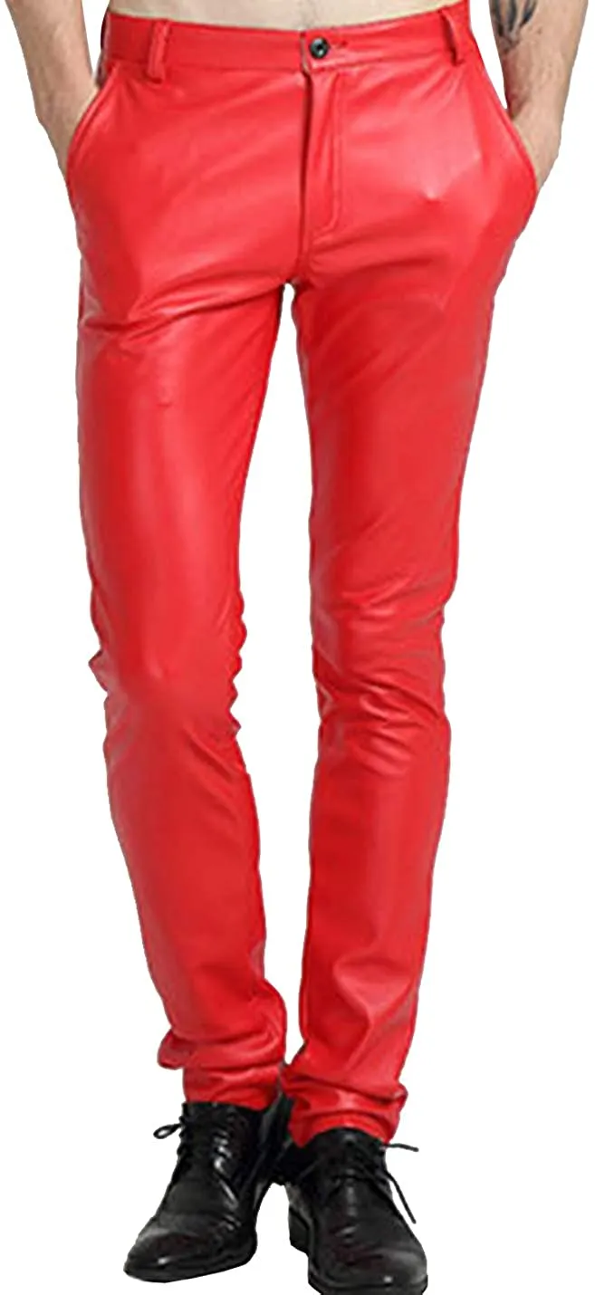 Men's Black Faux Leather Skinny Pants