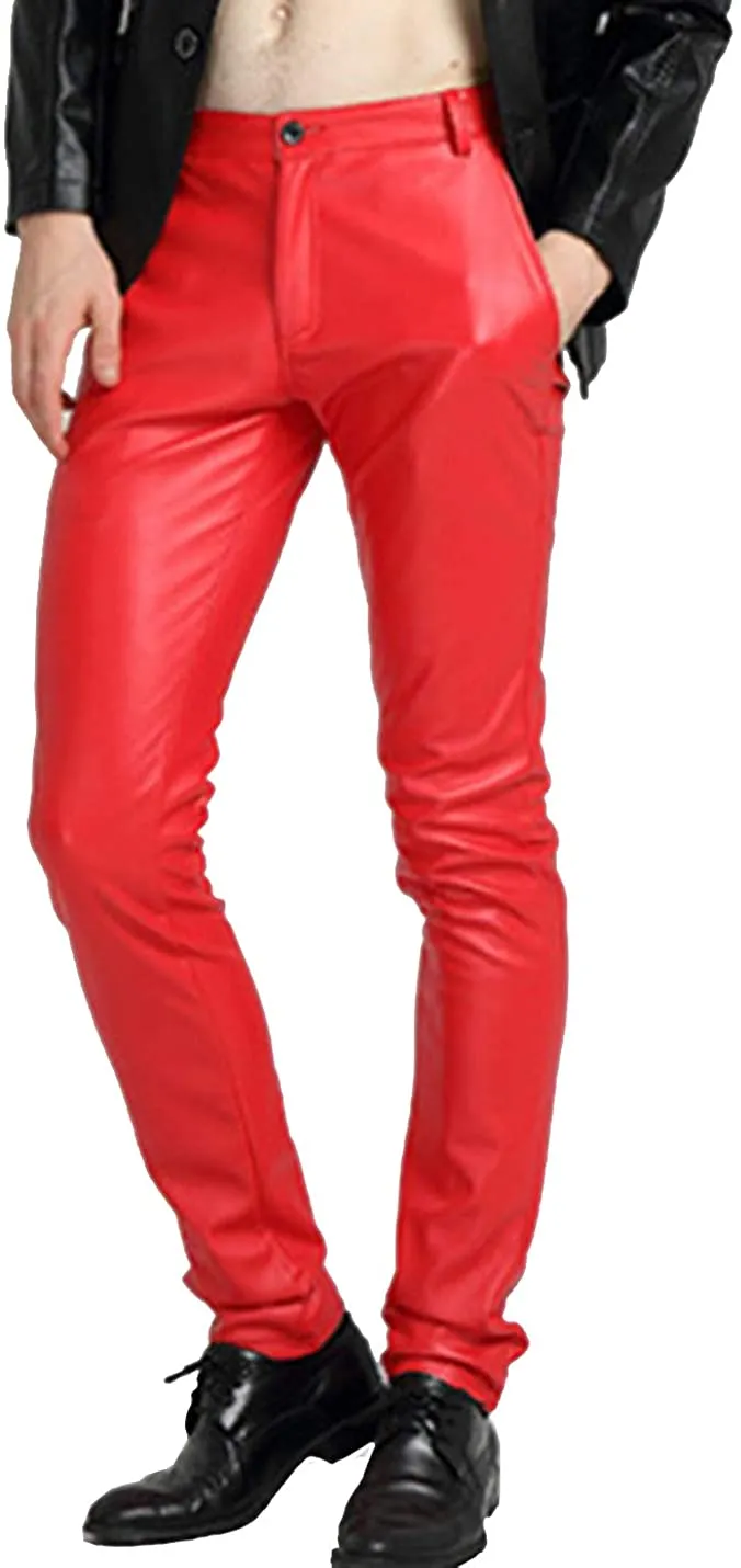Men's Black Faux Leather Skinny Pants