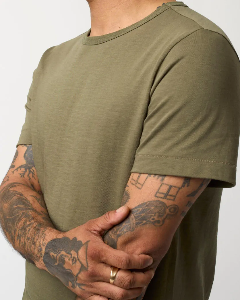 Merz b. Schwanen Good Originals 215 7.2oz Classic Fit Loopwheeled Tee - Army