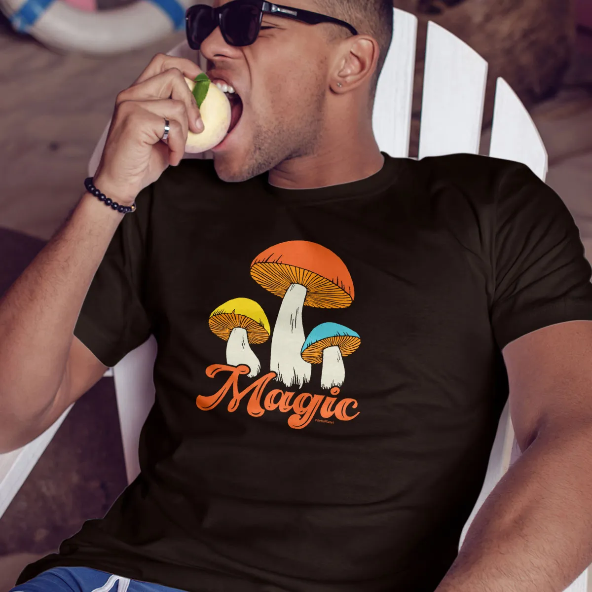 Mushrooms 70s Style Design T-Shirt Adult Unisex S-2X, 100% Cotton
