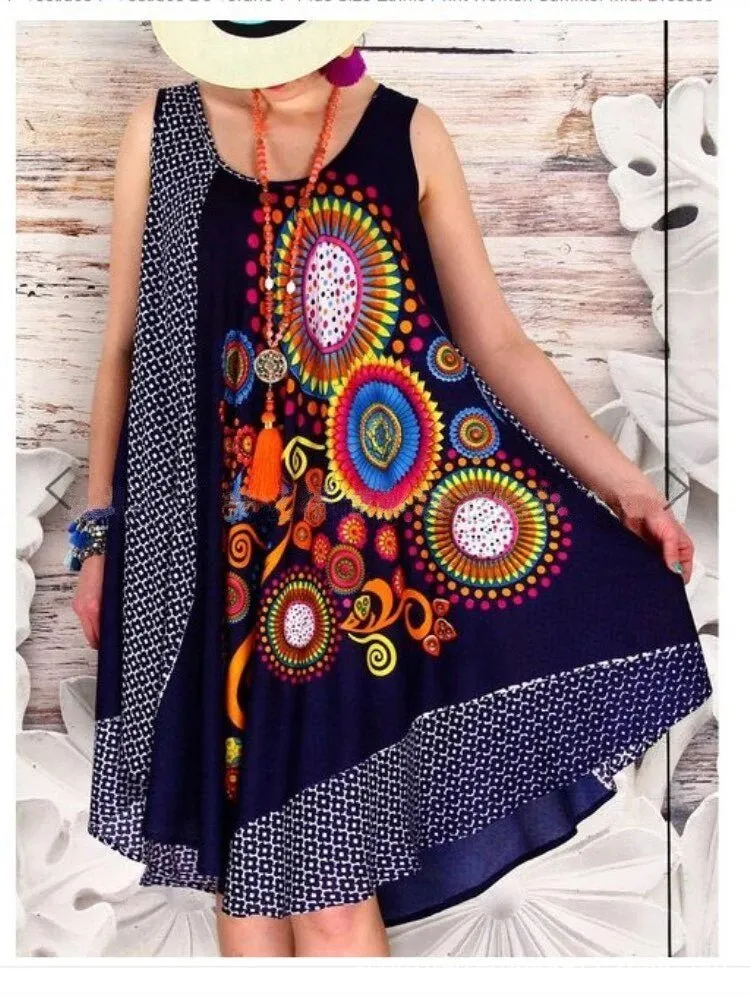 National-Inspired Vest Printed Dress for Women, Celebrating Cultural Elegance and Feminine Allure