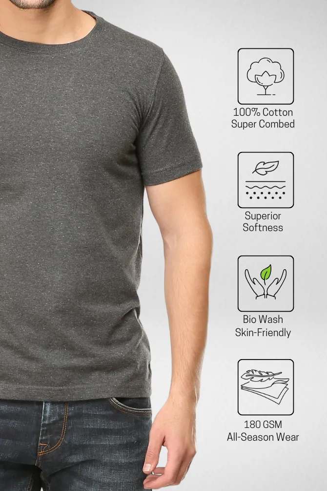 Pack Of 3 Plain T-shirts Grey Melange Steel Grey and Charcoal Melange for Men