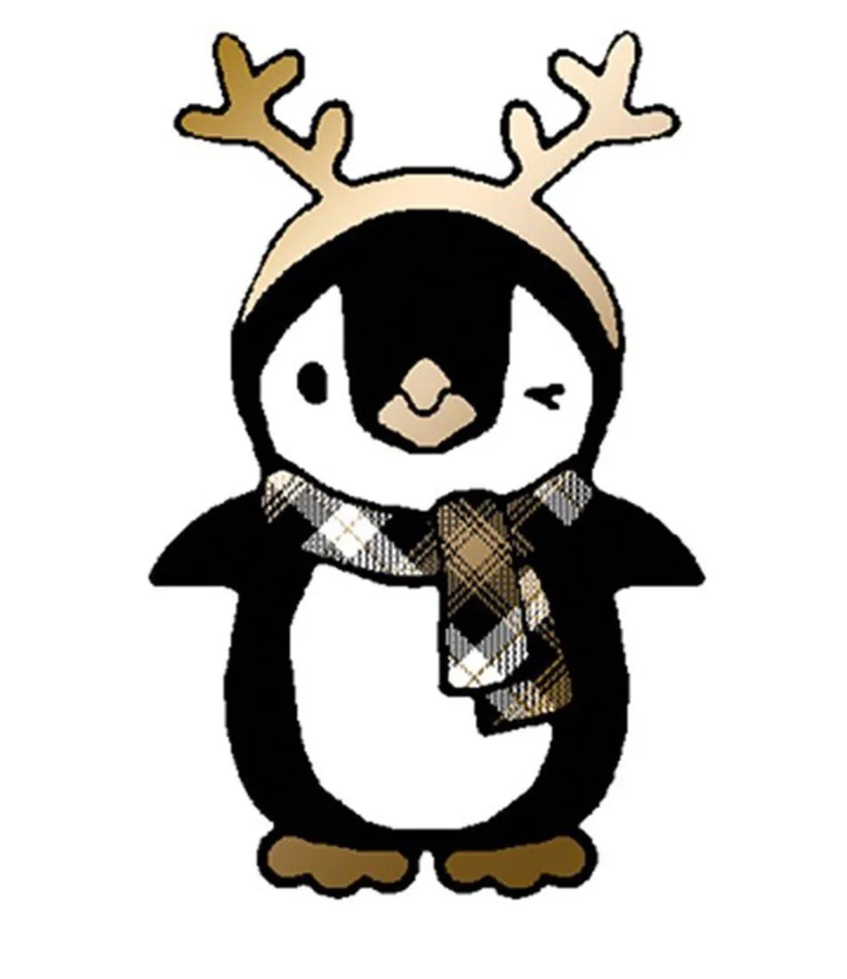 Penguin and Antler Christmas Holiday Graphic T-Shirt