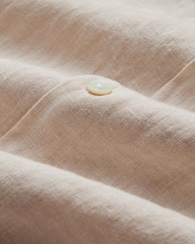 Portuguese Flannel Linen Camp Collar Shirt - Raw White