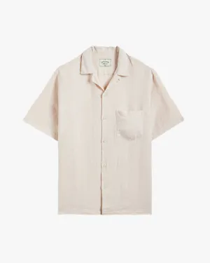 Portuguese Flannel Linen Camp Collar Shirt - Raw White