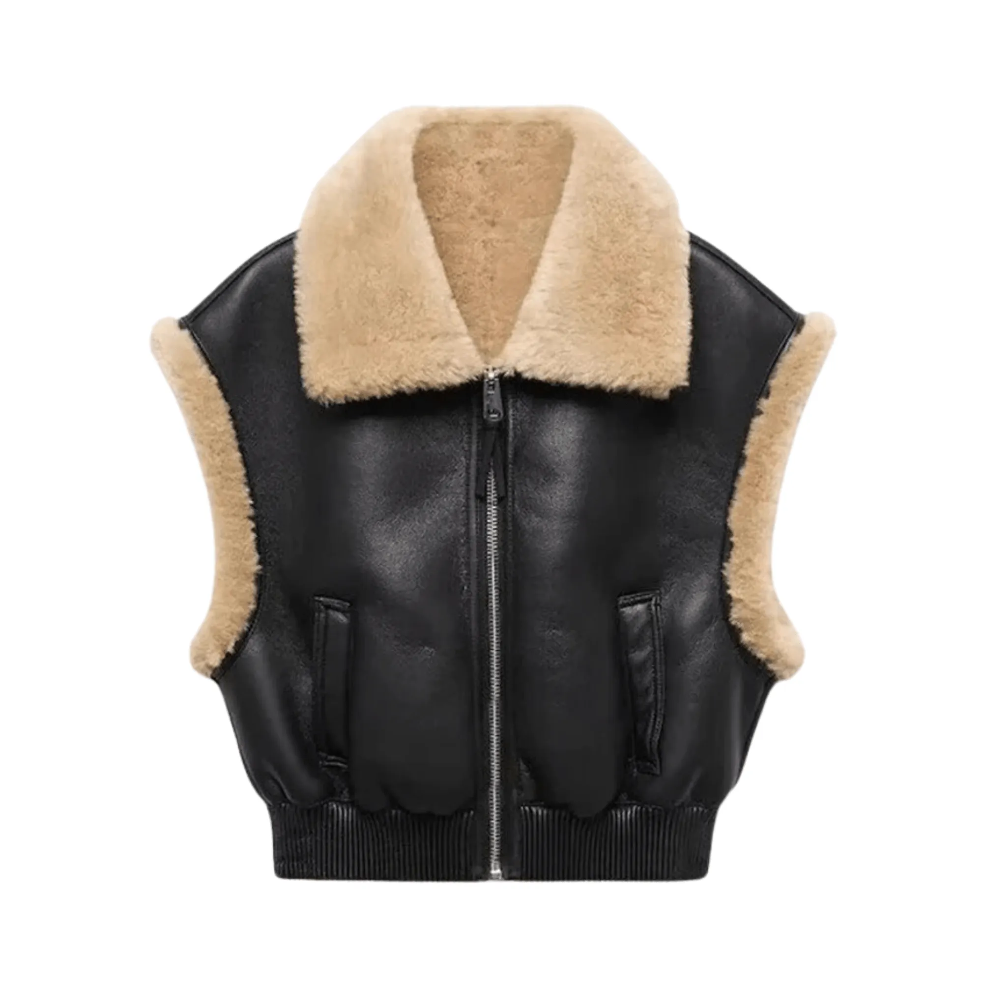 Pre Order:  Faux Fur Short Zip-UP Vest