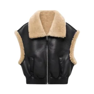 Pre Order:  Faux Fur Short Zip-UP Vest