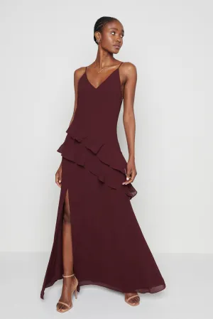 Saskia Maxi Ruffle Dress - Wine