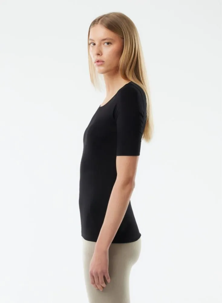 Soft Touch Elbow Sleeve Scoop Neck T-Shirt