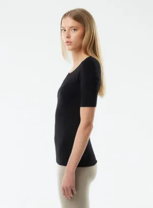 Soft Touch Elbow Sleeve Scoop Neck T-Shirt