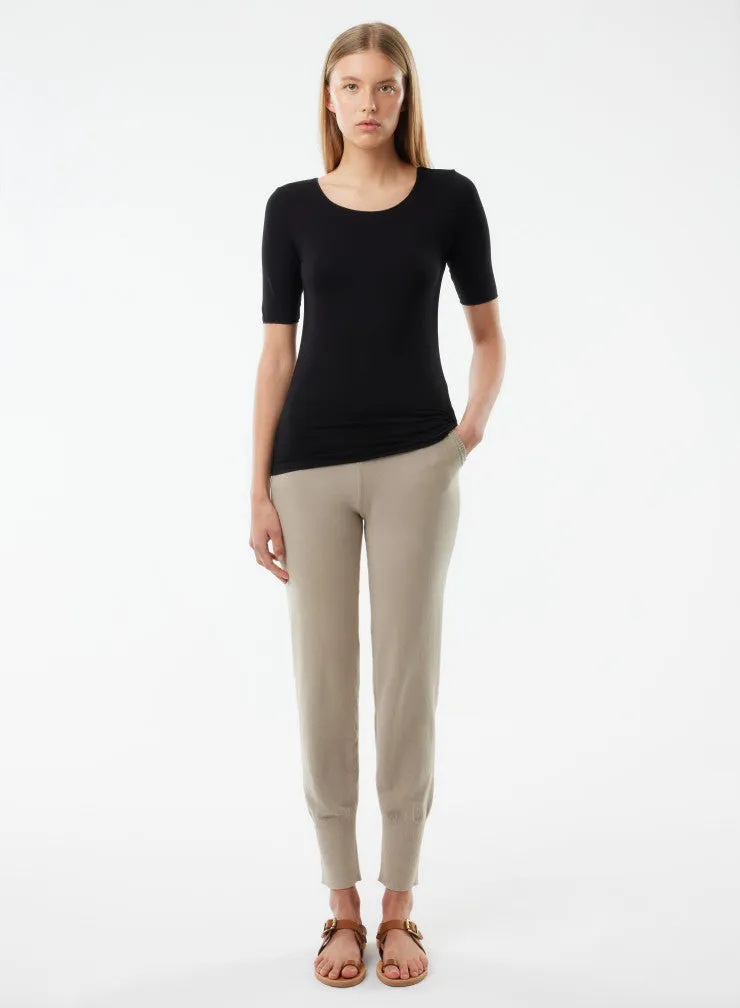 Soft Touch Elbow Sleeve Scoop Neck T-Shirt