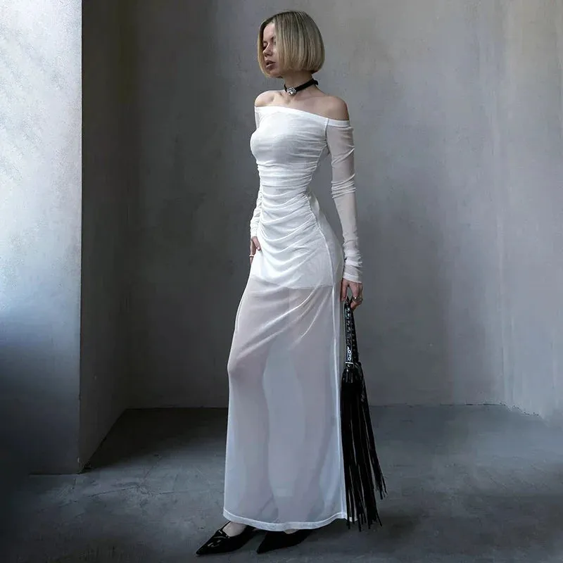 Sophisticated Sexy Sheer Slim Beachy Feminine Whimsical Maxi Dress