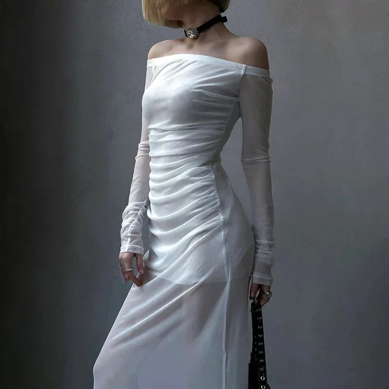 Sophisticated Sexy Sheer Slim Beachy Feminine Whimsical Maxi Dress