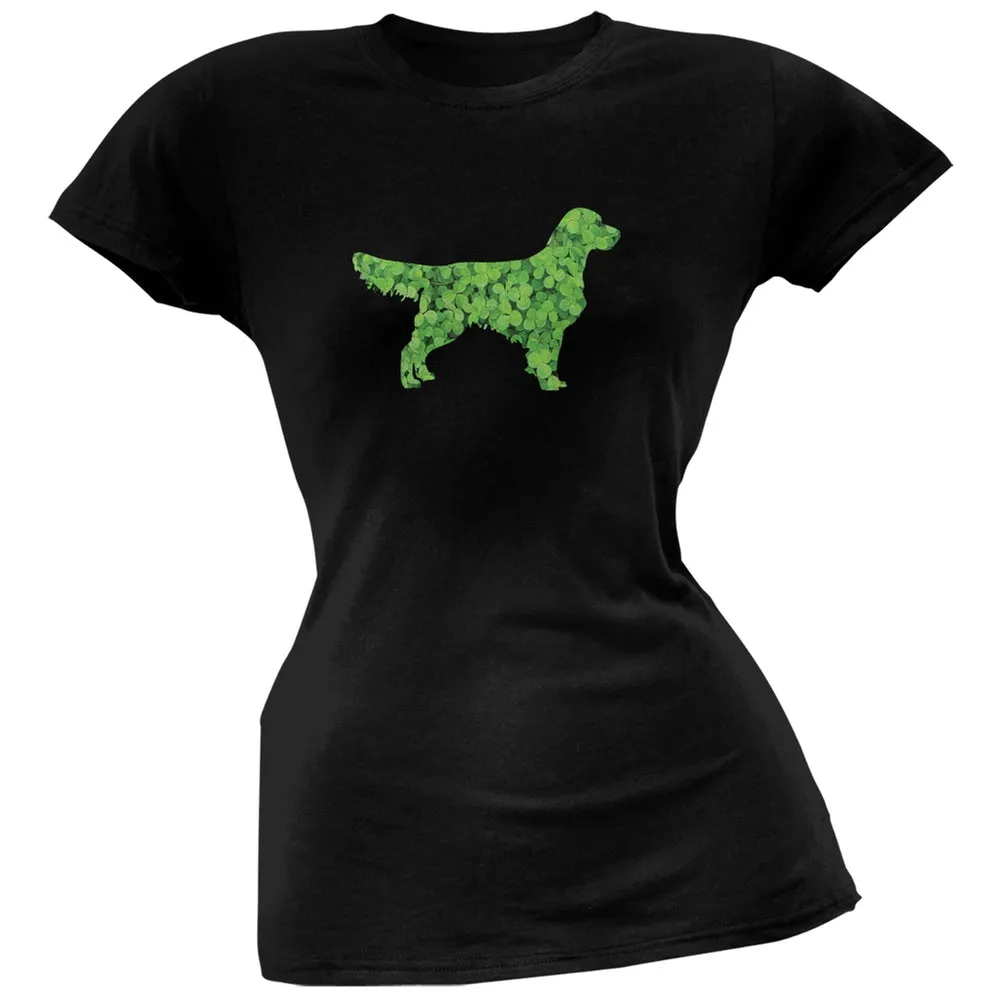 St. Patricks Day - Golden Retrievers Shamrock Black Soft Juniors T-Shirt