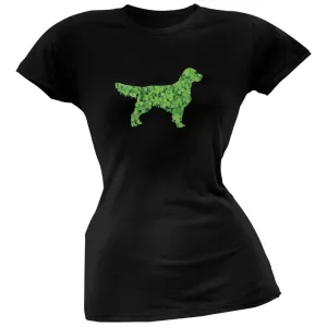 St. Patricks Day - Golden Retrievers Shamrock Black Soft Juniors T-Shirt