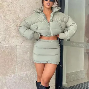 Stand Collar Long Sleeve Warm Padded Jacket Wholesale Coats