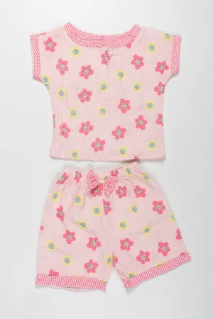 Summer Fun Pink Top and Shorts Set for Girls - Playful and Durable Outfit