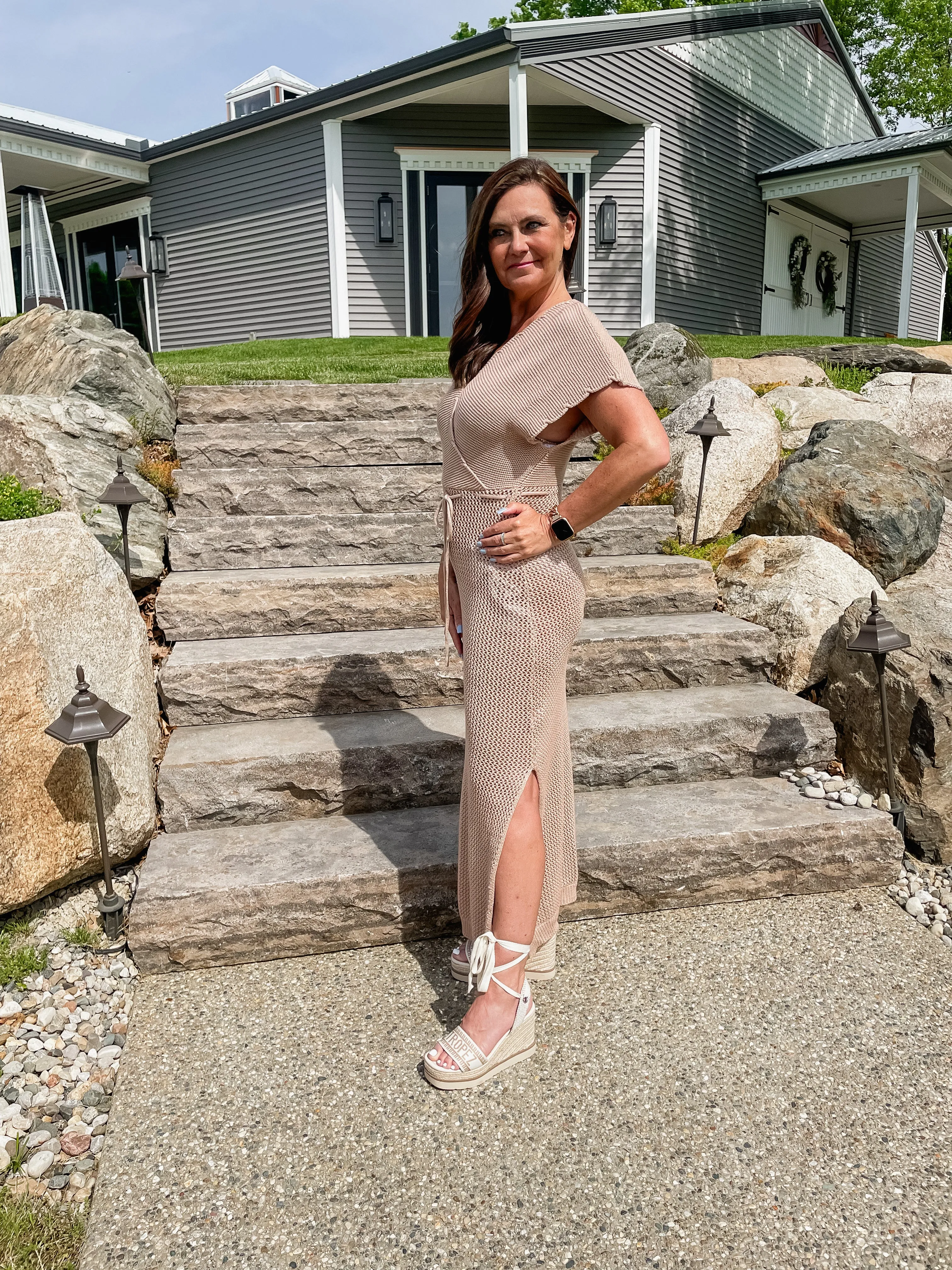 Tulum Taupe Maxi Cover Up Dress